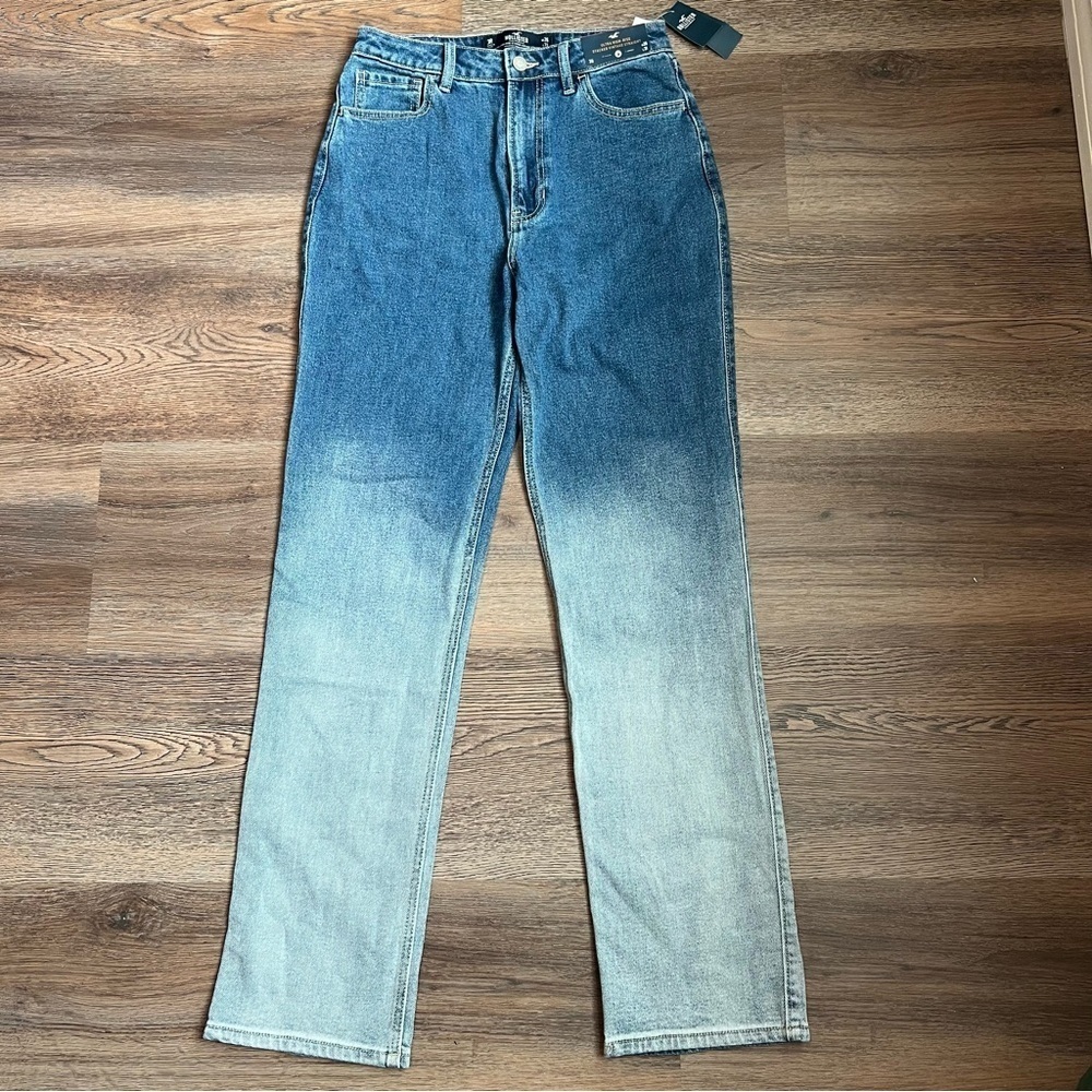 NWT Hollister Ombre Blue Straight Leg Jeans Size 26